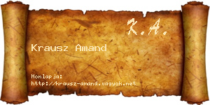 Krausz Amand névjegykártya